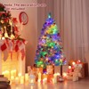 Tangkula 4.5 FT Pre-lit Artificial Christmas Tree Hinged Pencil Xmas Tree with 256 Blue Branch Tips 100 Warm White & Multi-color LED Lights - 2 of 4