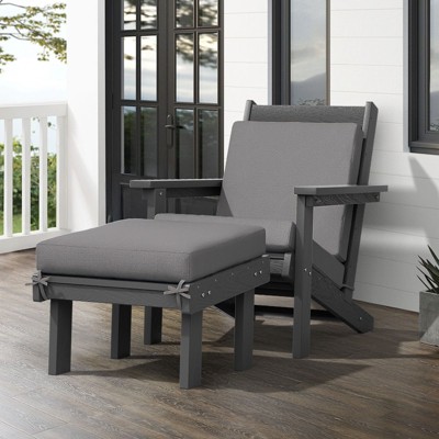 Hyleory Premium HDPE Outdoor Adirondack Chair with Ottoman and Cushion,best choice for your outdoor furniture