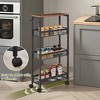 VECELO 4 Tier Slim Rolling Cart Organizer, Rolling Carts with Wheels & Storage, Sturdy Metal Frame Narrow Cart with Handle, Space Saving, Brown - 4 of 4