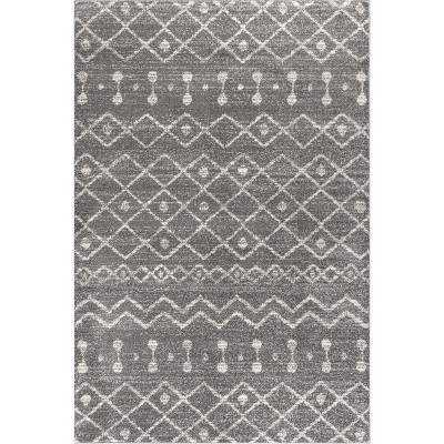 Modern Moroccan-Inspired Gray Synthetic Area Rug - Easy Care 3x5