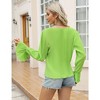 Womens Corduroy Cardigan Cropped Open Front Tops with Ruffle Sleeve Textured Front Tie Tops - 2 of 4