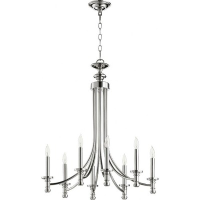 Quorum Lighting Rossington 8-Light Chandelier, Polished Nickel, 24.5W x 28.5H, Dry Rated