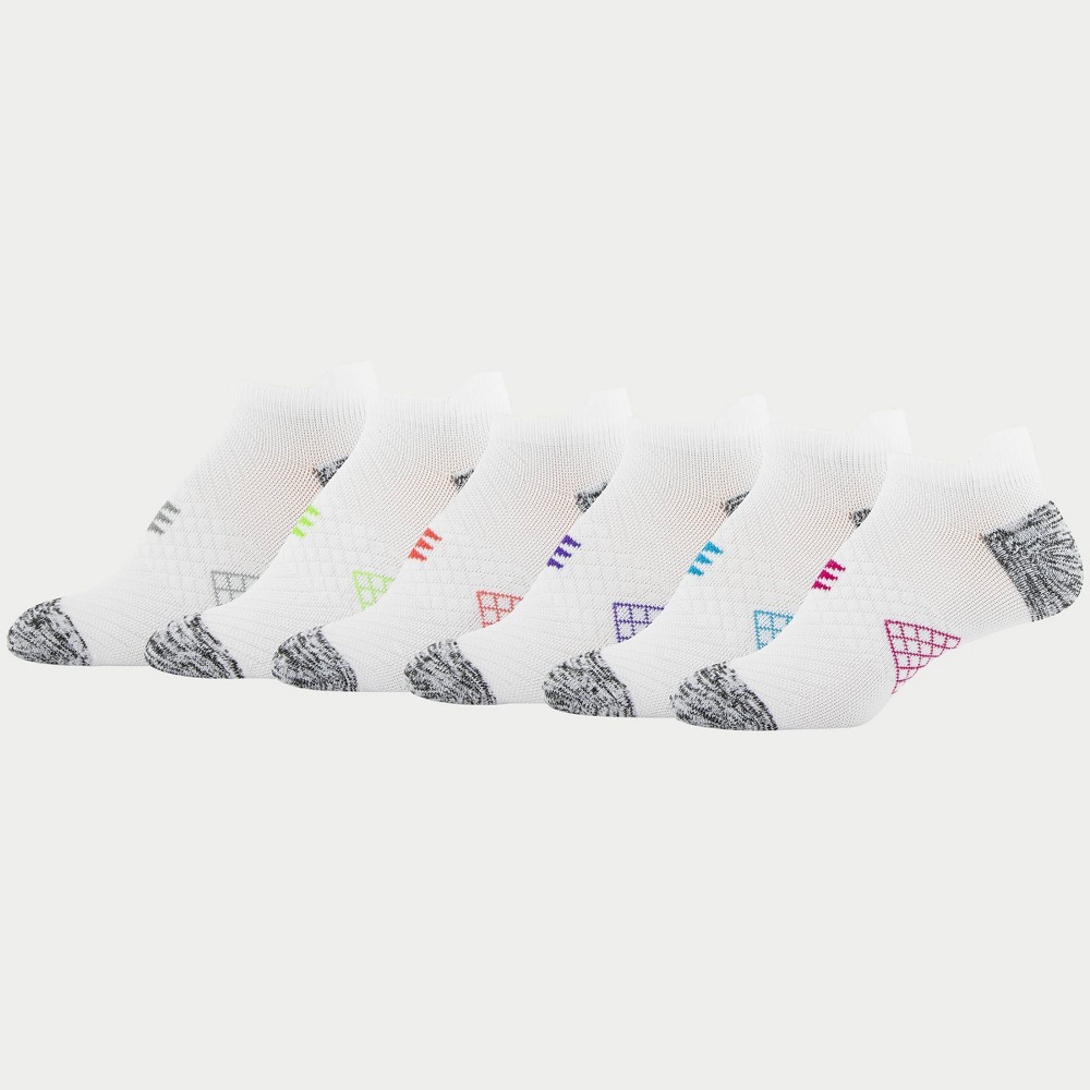 size 4-10 Powersox Women's Cushioned 6pk No Show Tab Athletic Socks - White 