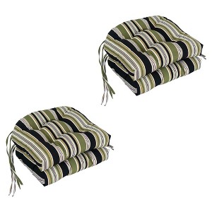 Blazing Needles, 16-inch Spun Polyester Patterned Outdoor U-shaped Tufted Chair Cushions (Set of 4) - 1 of 2