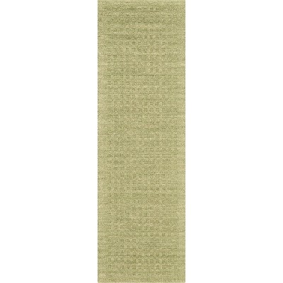 Lush Green Handmade Wool Runner Rug 27" x 9"