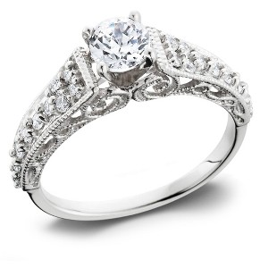 Pompeii3 5/8 Ct Vintage Engagement Ring EX3 Lab Created 14k White Gold (H-I,SI2-I1) - 1 of 3