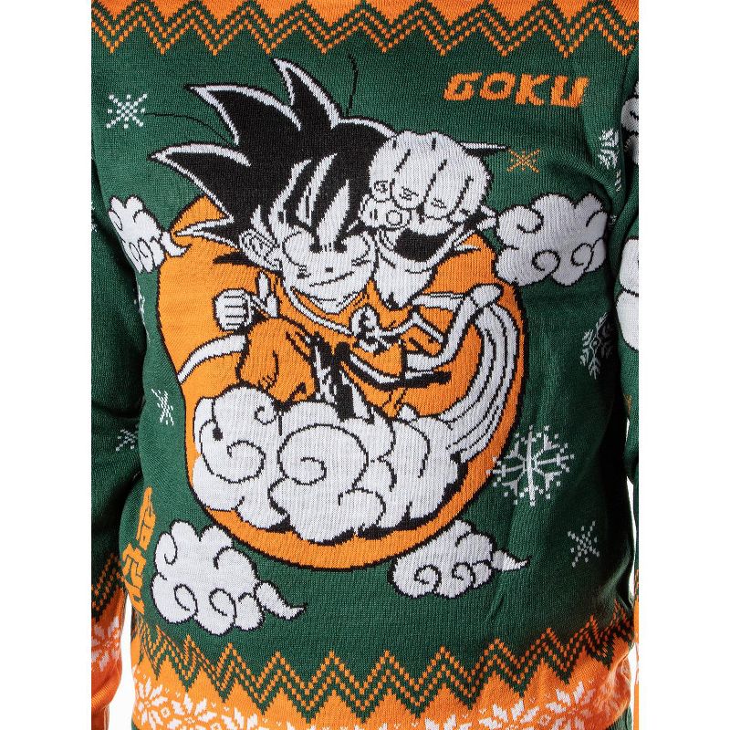 Dragon Ball Z Men's Kid Goku On Cloud Nimbus Ugly Christmas Sweater Pullover, 5 of 6