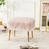 Costway Faux Fur Vanity Stool Square Furry Ottoman w/ Golden Metal Legs - 4 of 4