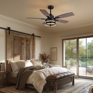 Siljoy 46-Inch Retro American Ceiling Fan with LED Light & Remote, Classic Design for Comfortable Airflow, Elegant Home Style. - 1 of 4