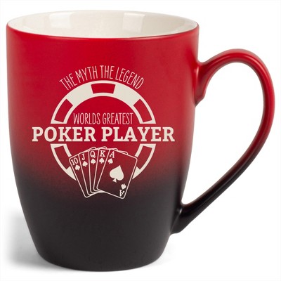 100 North Playing Card 10 Ounce Red and Black Two Toned Ombre, Comfortably Fits Your Hands, Ceramic Tea Coffee Cup Mug, The Myth The Legend World's