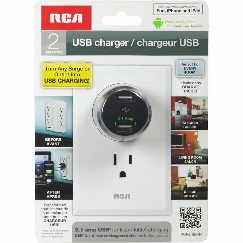 RCA USB Home and Travel Dual Port Charger 2.1Amp (PCHUSB4R) - image 1 of 3