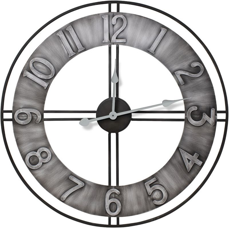 Sorbus 24" Distressed Industrial Gray Oversized Round Metal Wall Clock - Beautifully decorate any wall space in the household, 1 of 9