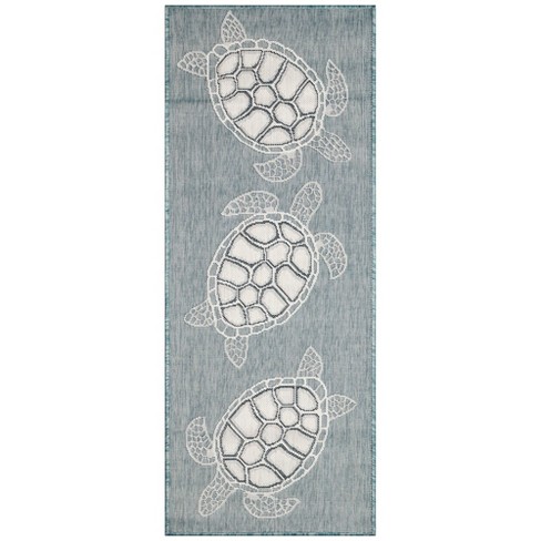 Liora Manne Carmel Seaturtles Indoor/outdoor Rug Aqua 1'11