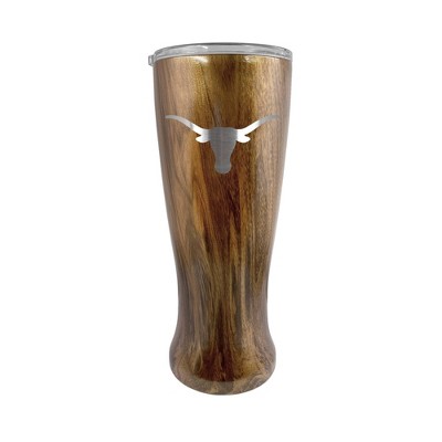 NCAA Texas Longhorns 20oz Woodgrain Stainless Steel Pilsner Glass