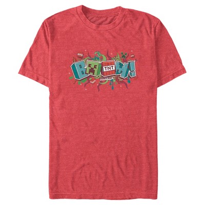 Men's Minecraft Boom T-shirt - Red Heather - Small : Target