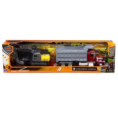 New Ray 1:43 International Lonestar Dump Truck with Excavator – Long Haul Truckers