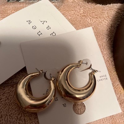 Worn Gold Hoop Post And Hinge Earrings - Universal Thread™ Gold : Target