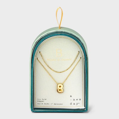 14K Gold Dipped Initial Bubble Multi-Strand Pendant Necklace - A New Day™ Gold