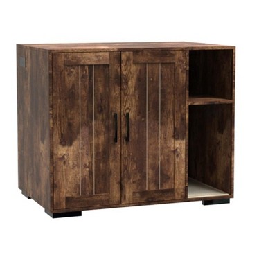 Cat house, Cat Cage, Cat Fence, Indoor Thick Wooden Pet House, End Table, Farmhouse Style Modern Storage Cabinet, with Adjustable Shelves