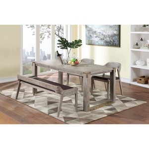 Montana Dining Side Chair Light Barnwood - Boraam: Acacia Wood Frame, Faux Leather Cushion, Rustic Farmhouse Style - 1 of 4