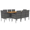 vidaXL Outdoor Dining Set | 9 Piece Patio Furniture | Gray Poly Rattan, Acacia Wood Table, Steel Frame, Foam Filled Cushions | Table+8 Chairs - 3 of 4