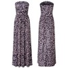 Women Strapless Floral Print Bohemian Boho Maxi Dress Casual Off Shoulder Beach Party Dress with Pockets - 4 of 4