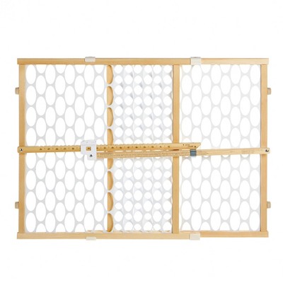 Toddleroo by North States Quick Fit Oval Mesh Baby Gate - Natural Wood -  26"-42" Wide