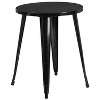 Emma and Oliver Commercial 24" Round Black Metal Indoor-Outdoor Table Set with 2 Arm Chairs - 3 of 4