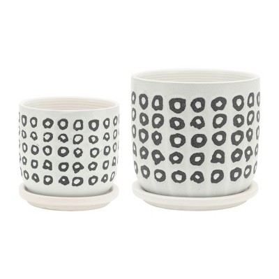 Maggift Planters Planter with Saucer, Decorative Plant Pots for Living Room, Garden, Balcony, Home Decor, White 6"*6"*5.75"