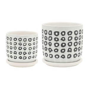 Maggift Planters Planter with Saucer, Decorative Plant Pots for Living Room, Garden, Balcony, Home Decor, White 6"*6"*5.75" - 1 of 4