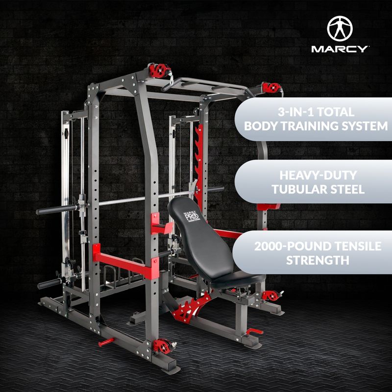 Marcy Pro Smith Machine Weight Bench Home Gym Total Body Workout Training System, 2 of 7