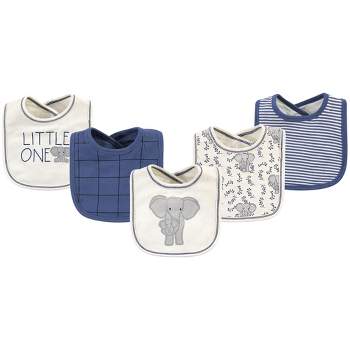 Touched by Nature Baby Organic Cotton Bibs 5pk, Elephant, One Size