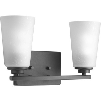 Brushed Nickel 2-Light Bath Vanity Fixture with Clear Glass Shades