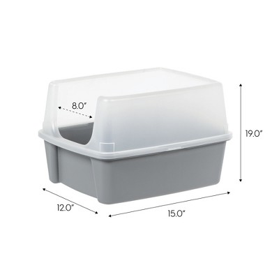 Gray Plastic Enclosed Cat Litter Box with Scoop