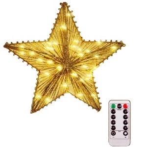 Aoibox Christmas Tree Star Topper 10 Inch Gold with 40 LED Lights Remote Control 8 Modes USB Powered for Holiday Indoor Home Decor 1 Piece - 1 of 4