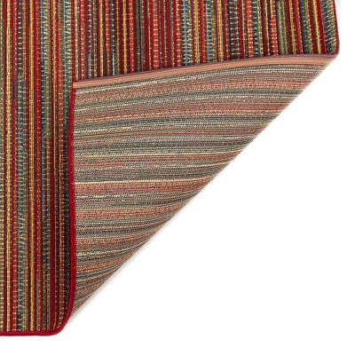 Saffron Stripe Synthetic Flat Woven Indoor/Outdoor Rug