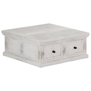 vidaXL Coffee Table White Solid Mango Wood 27.6 in x 27.6 in x 11.8 in - 1 of 4