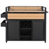 Nestfair 52.8" Wicker Grill Cart with Extended Plastic Wood Table Top and Lockable Wheels Black - 4 of 4