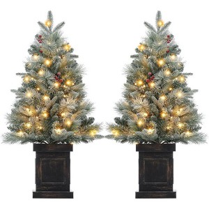 Jojoka 3ft Pre-Lit Artificial Christmas Tree, Features Led Lights, Realistic Spruce Design Options for Indoor/Outdoor Decor & Easy Display - 1 of 4