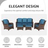 FIONECA 5-Piece Rattan Patio Furniture Set ¨C Brown Wicker Outdoor Sectional with Peacock Blue Cushions, 3-Seat Sofa, 2 Chairs, 2 Ottomans - 2 of 4