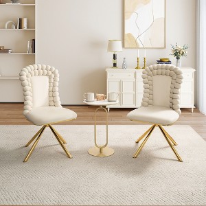 CAVINAS Velvet Swivel Dining Chairs Set of 2360° Swivel Kitchen Chairs with Gold Metal Legs,Dining Room Chairs for Living Room & Bedroom - 1 of 4