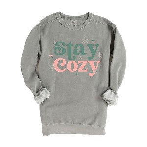 Simply Sage Market Women's  Garment Dyed Graphic Sweatshirt Stay Cozy Snowflake - 1 of 3