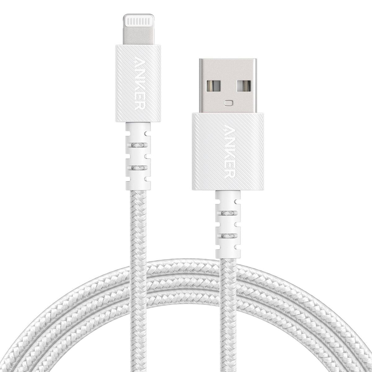 Anker 6' Braided Lightning to USB-A Charging Cable - White: Apple Lightning Connector - thumbnail 2