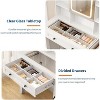 42'' Large Makeup Vanity Set, Modern Vanity Desk with Lighted Mirror, Charging Station, Clear Glass Tabletop & Stool, Dressing Table with Storage - 3 of 4