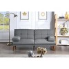 Okak Modern Adjustable Tufted Sofa Loveseat Sleeper Sofa, 2 seater Sofa Plush Couch with wooden legs for Small Apartments, living Room, Gray - 3 of 4