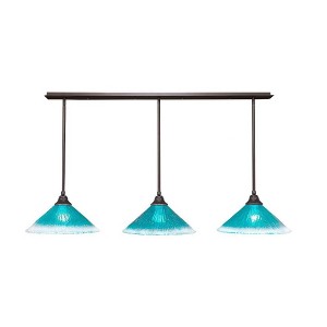 Toltec Lighting Stem 3 - Light Chandelier in  Dark Granite with 16" Teal Crystal Shade - 1 of 1