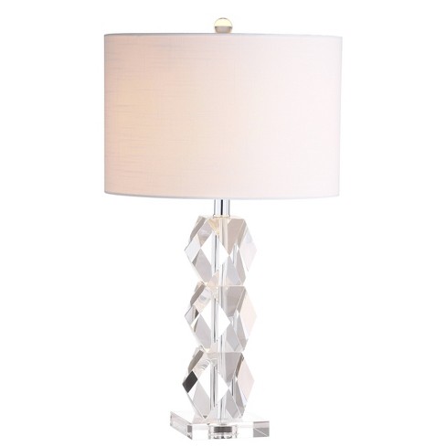 Alona Table Lamp Crystal Accent Glass Linen Shade Lighting Bulb Desk Furniture 