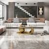 NicBex Modern White Coffee Table with Sintered Stone Tabletop & Unique Steel Base,Marble Oval Center Table for Living Room,Gold 51.3" - 3 of 4