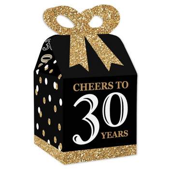 Big Dot of Happiness Adult 30th Birthday - Gold - Square Favor Gift Boxes - Birthday Party Bow Boxes - Set of 12