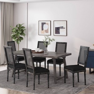 Set of 6 Regina French Country Wood and Cane Upholstered Dining Chairs - Christopher Knight Home - 1 of 4